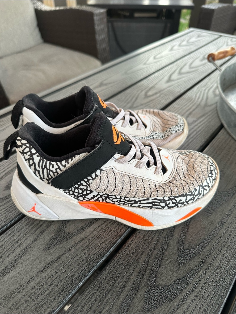 Jordan Kids Sneakers in White, Black and Orange size 1